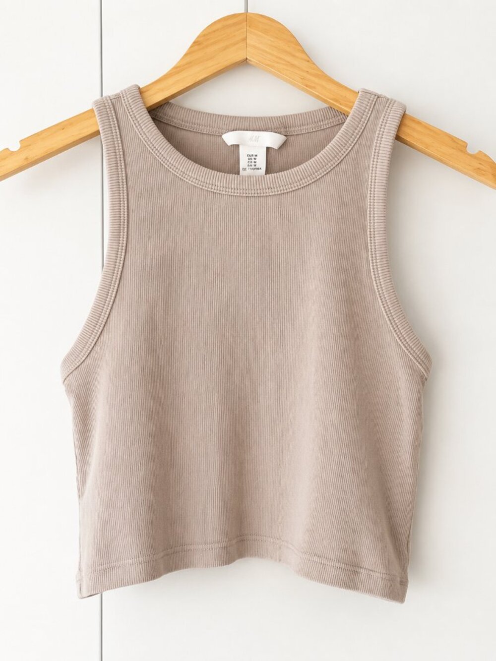 H&M Ribbed Tank Top Taupe Beige - Size M.